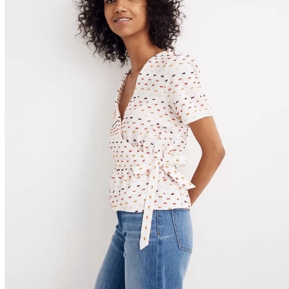 Madewell Tops - Madewell Ruffle-Hem Wrap Top in Clipdot, Size Medium Style #J2773